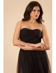 Kobe Tulle Midi Dress in Black - 2