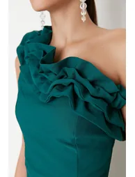 Green Column Floor-Length Shift Dress - 3