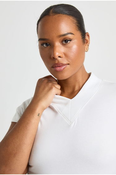 Plus Asym Hem V Neck Top - white product thumbnail 4