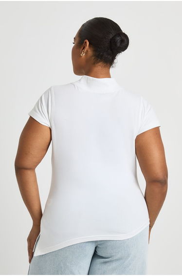 Plus Asym Hem V Neck Top - white product thumbnail 3
