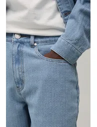Herringbone Relaxed Fit Co-Ord Jeans - light blue - 2