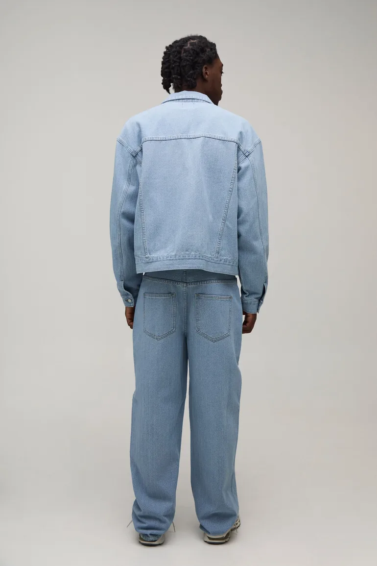 Herringbone Relaxed Fit Co-Ord Jeans - light blue - 1