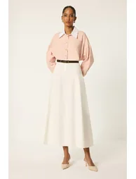 A-LINE CONTRAST STITCH SKIRT - 4