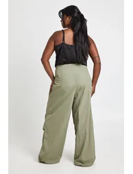 Plus Nylon Bungee Hem Cargo Trouser - khaki - 1