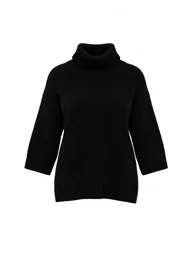 Black More Sustainable Turtleneck Half Sleeve Knitwear Sweater