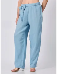 Blue Regular Fit Textured Pants - 2