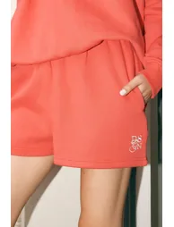 DSGN Studio Drawstring Waist Sweat Short - red - 2