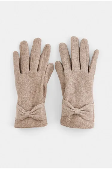 Beige Women's Bow Gloves