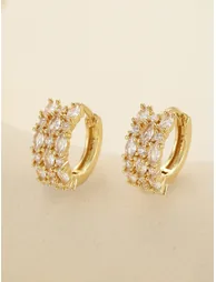 Zircon Embellished Huggie Earrings