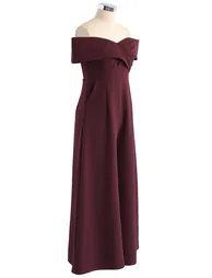 Eternal Sweet Cross Breast Off-Shoulder Jumpsuit in Wine - 3