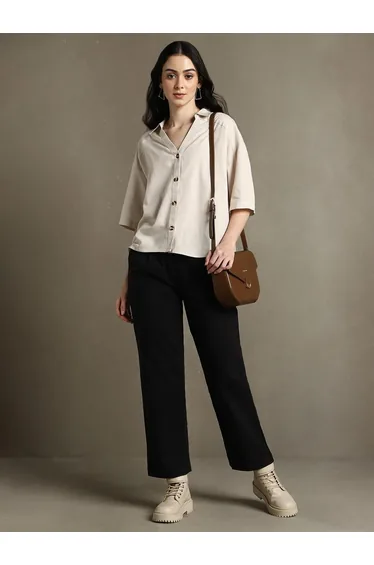 Straight Fit Mid-Rise Trousers