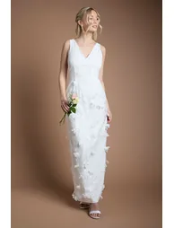 Applique V Neck Maxi Wedding Dress