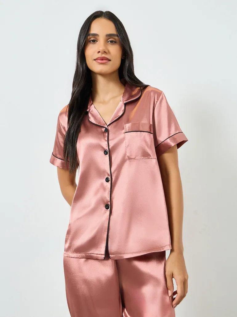 Pack of 3 - Satin Short Sleeve Shirt, Pyjama And Shorts Set - 3