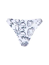Black Monochrome Floral Tanga Bikini Bottoms - 4