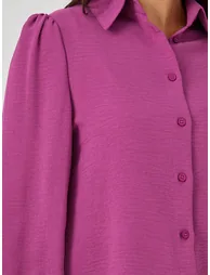 Pink Solid Long Sleeve Blouse - 3