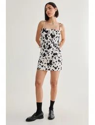 Spot Print Tailored Tie Side Dress