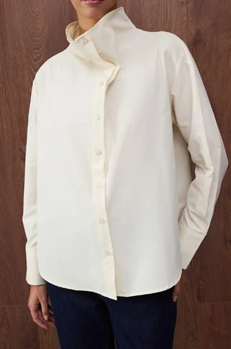 Special Collection Stone Collar Detail Off Shoulder Shirt - 1