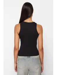 2-Pack Black-Stone Cotton Halter Neck Fitted Stretchy Knitted Undershirt - 5