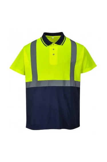 Portwest Mens Hi-Vis Two Tone Polo Shirt - Yellow/Navy