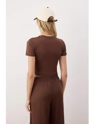 Brown micro regular blouse - 3