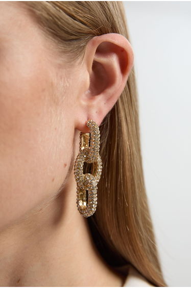 Crystal Chain Link Drop Earrings