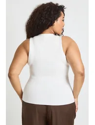 Plus Rib Knitted Waistcoat - cream - 2