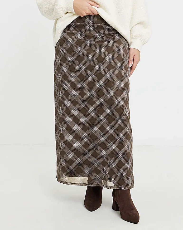 Chocolate Check Mesh Midaxi Skirt - 1