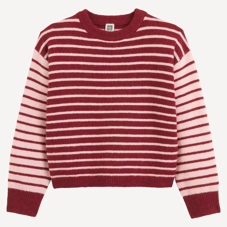 Striped Fine Knit Crew Neck Jumper/Sweater - 1