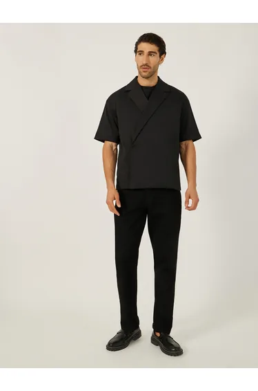 Solid Relaxed Fit Notch Lapel Shirt
