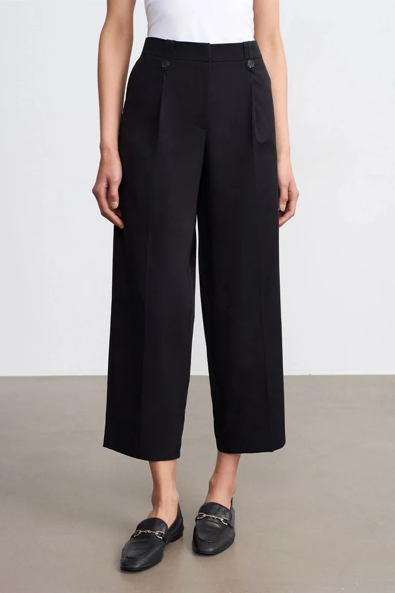 Dilvin High-Waist Wide-Leg Cotton Poplin Trousers - 2