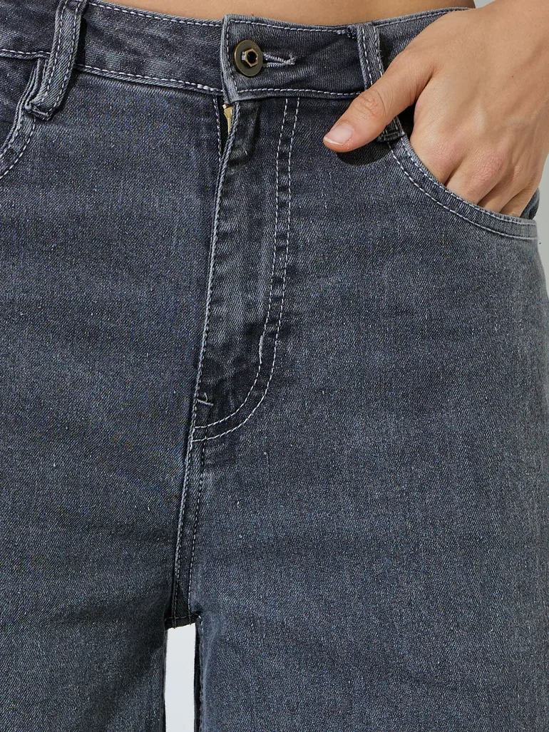 Grey Mid-Rise Flared Leg Jeans - 2