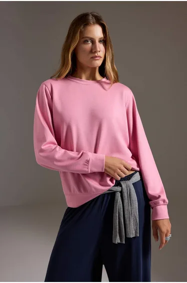 Gül Kurusu Soft Touch Regular Fit Crew Neck Knitted Sweatshirt