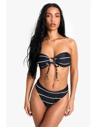 Swimwear Essentials Stripe High Waist Brief - black