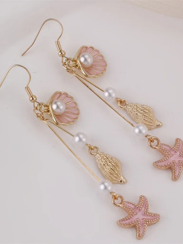 Seaside Pearl and Shell Dangle Earrings - 4