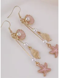 Seaside Pearl and Shell Dangle Earrings - 4