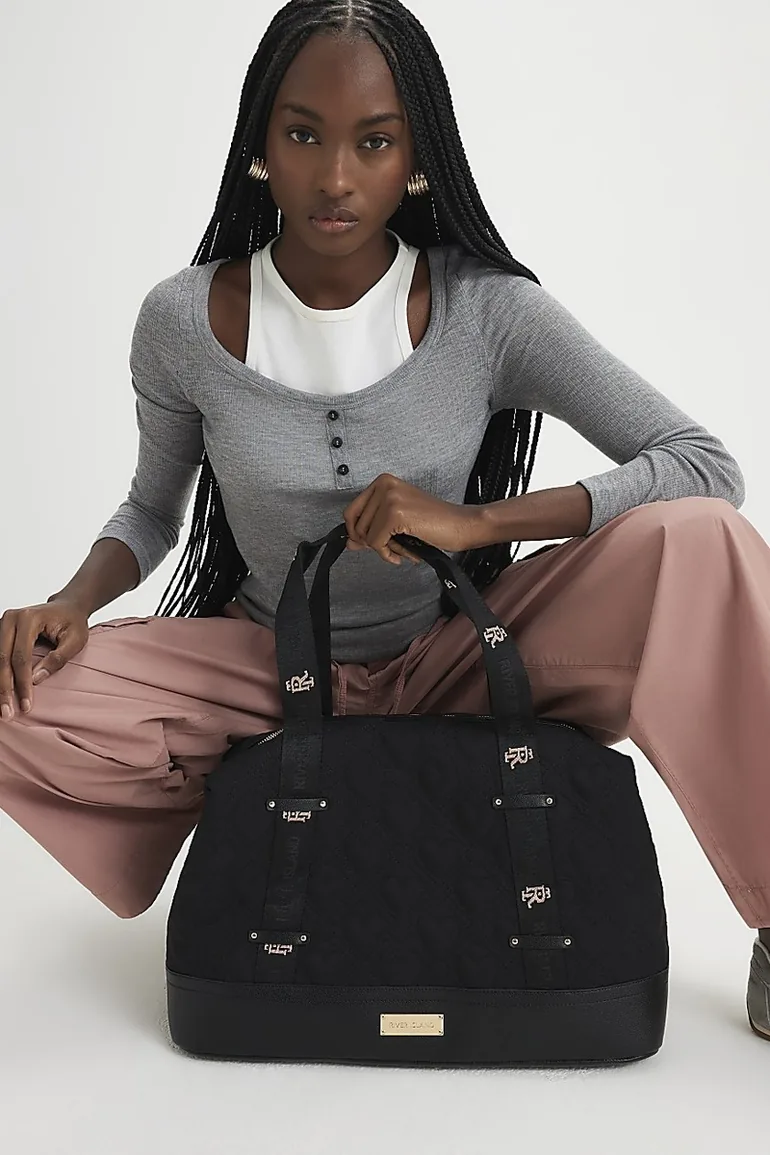 Black Heart Quilted Holdall Bag