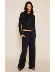 Black Soft Touch Button Down Top