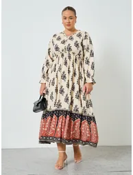 Plus Size Floral Print Maxi Dress