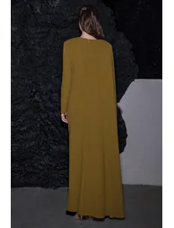 Pleated Round Neck Cape Maxi Dress - 8