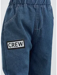 Boys Elastic Waistband Jeans with Badge - 2