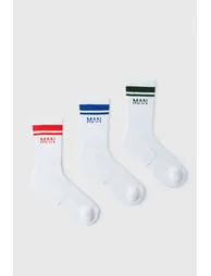 Man Active Gym Crew Sock 3 Pack - white