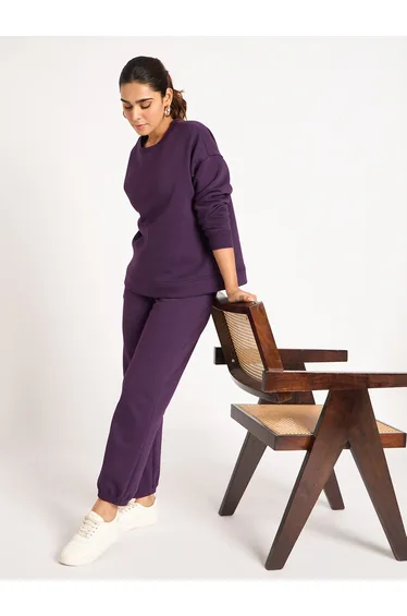 Women Purple Fleece Joggers