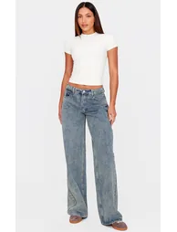 Tall Vintage Washed Mid Rise Wide Leg Jeans