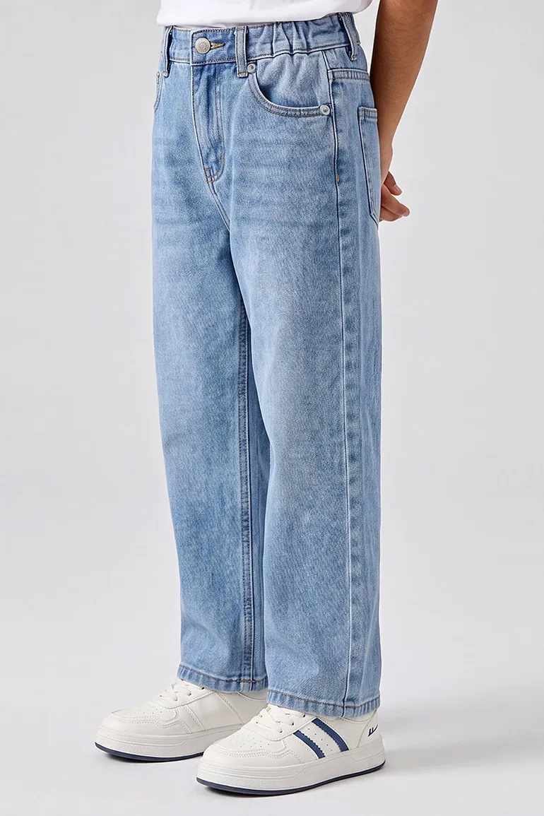 Relaxed Straight Leg Denim Pants - 1