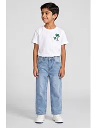 Relaxed Straight Leg Denim Pants