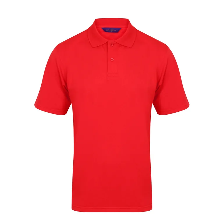 Henbury Mens Coolplus® Pique Polo Shirt - Red