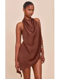 Chocolate Satin Halterneck Playsuit