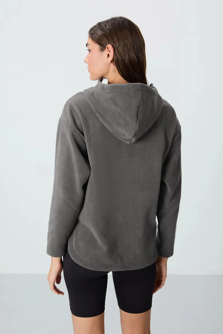 TOMMY Oversized Plush Half-zip Hooded Sweatshirt - 5