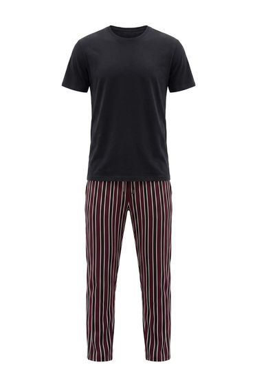 Black Regular Striped Homewear Pajama Set product thumbnail 3