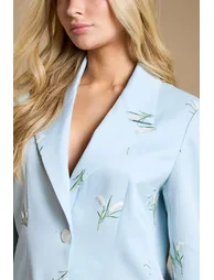 Floral Embroidered Tailored Blazer - 1